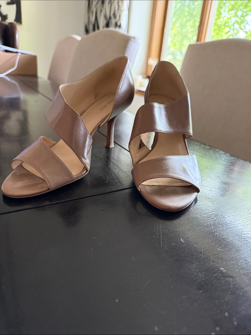 Nine West Brown Leather Open-Toe Strappy Heels